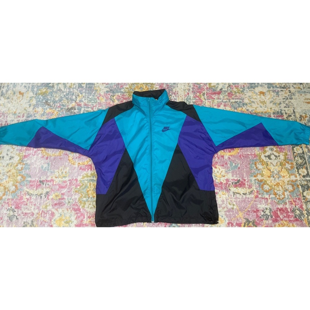 VINTAGE 1980'S NIKE COLOR BLOCK HOODED WINDBREAKER JACKET MEN'S SIZE XL - Picture 12 of 14